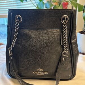 Coach Black Pebbled Leather Shoulder Bag